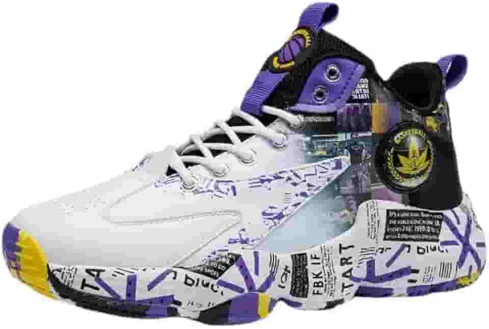 Bolognifi Tênis de basquete masculino de cano alto, calçados esportivos antiderrapantes para corrida, botas de basquete para treinamento ao ar livre presente(Purple1,41 BR)