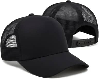 Boné de Telinha Trucker Unissex Aba Curva Liso Casual De Tela Preto