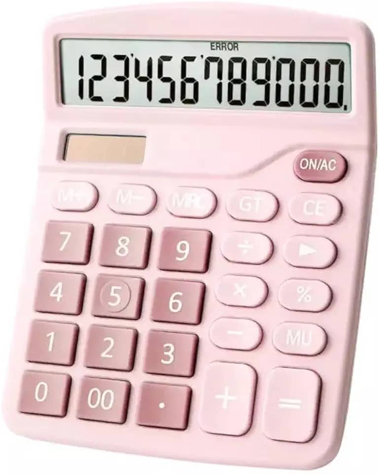 Calculadora de Mesa Rosa Visor Grande 12 Dígitos Solar E Pilha Dexin-837b