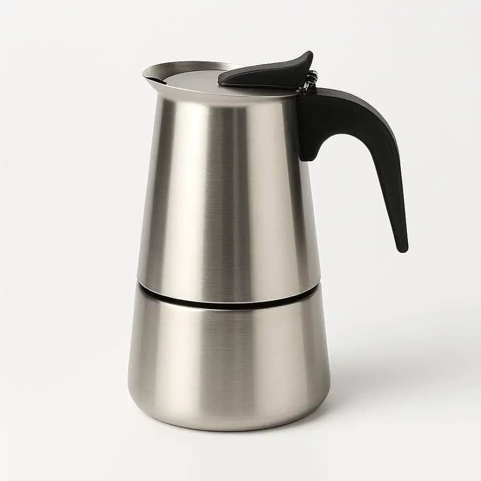 Cafeteira Italiana Inox 200ml para 4 Xícaras – Café Forte e Aromático com Design Compacto e Seguro