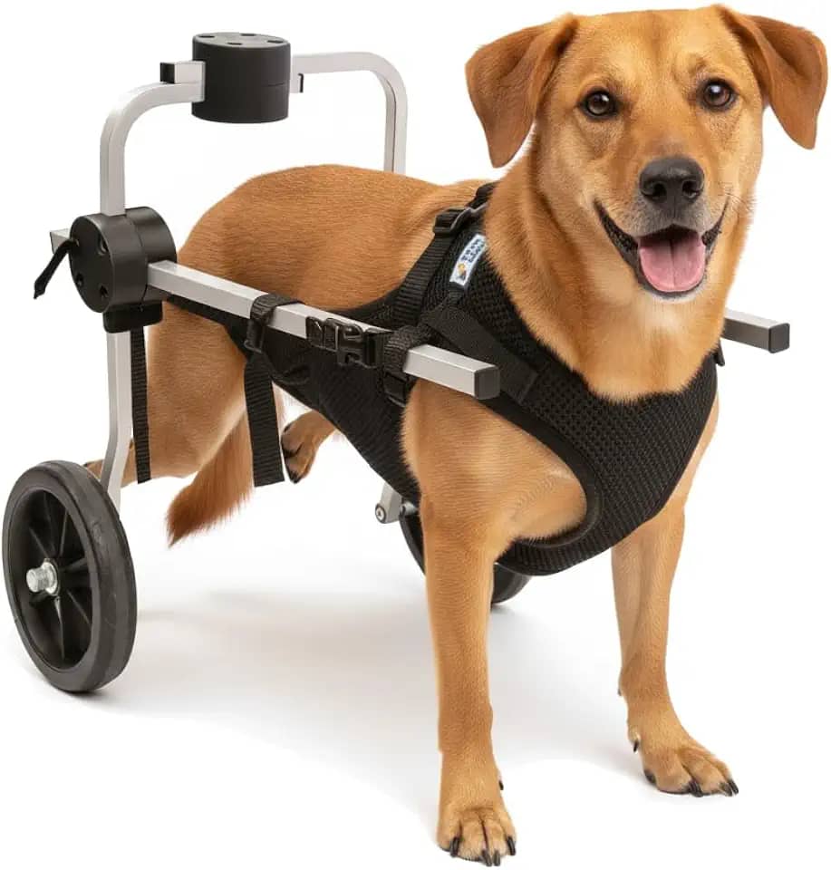 Cadeira de 2 Rodas Para Cachorro Tam M com Colete Preto Regulável Pata Traseira Paraplegia Reabilitação Paralisia Idoso Pet Best Soluções