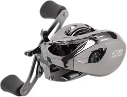 Carretilha de Pesca AT200 para Destros, Design Ergonômico, Cinza e Preto