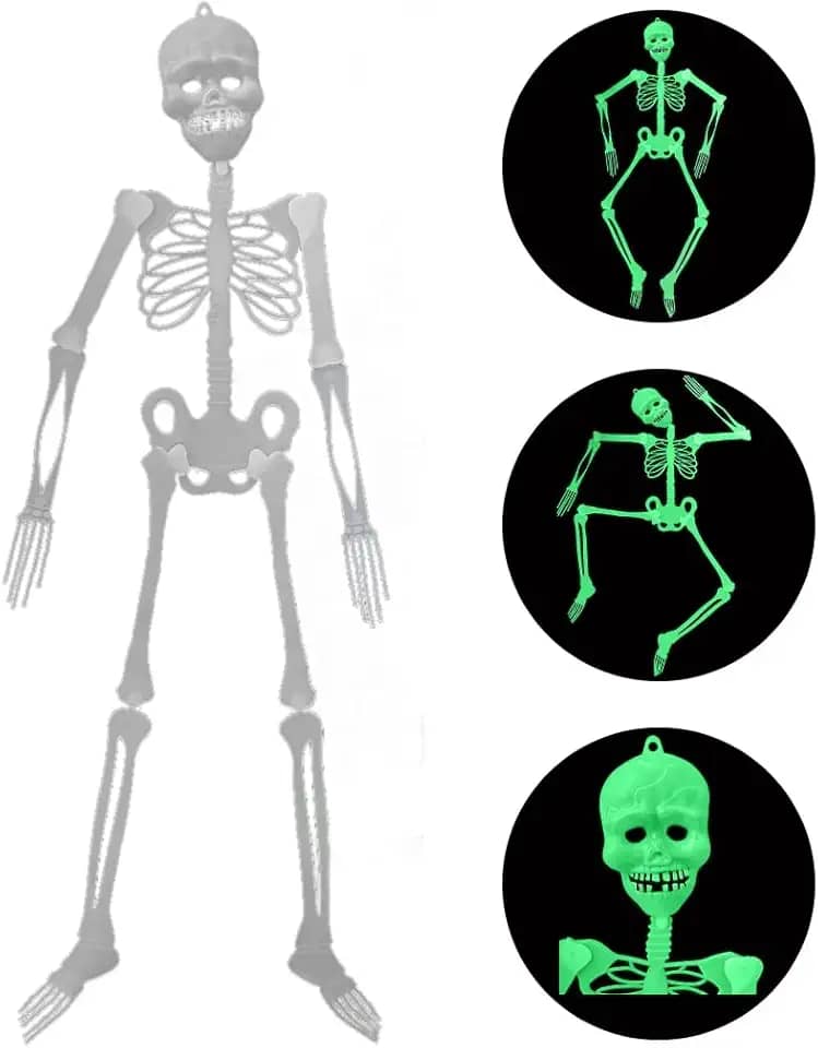 Esqueleto Neon Brilha No Escuro 90cm Festa Halloween