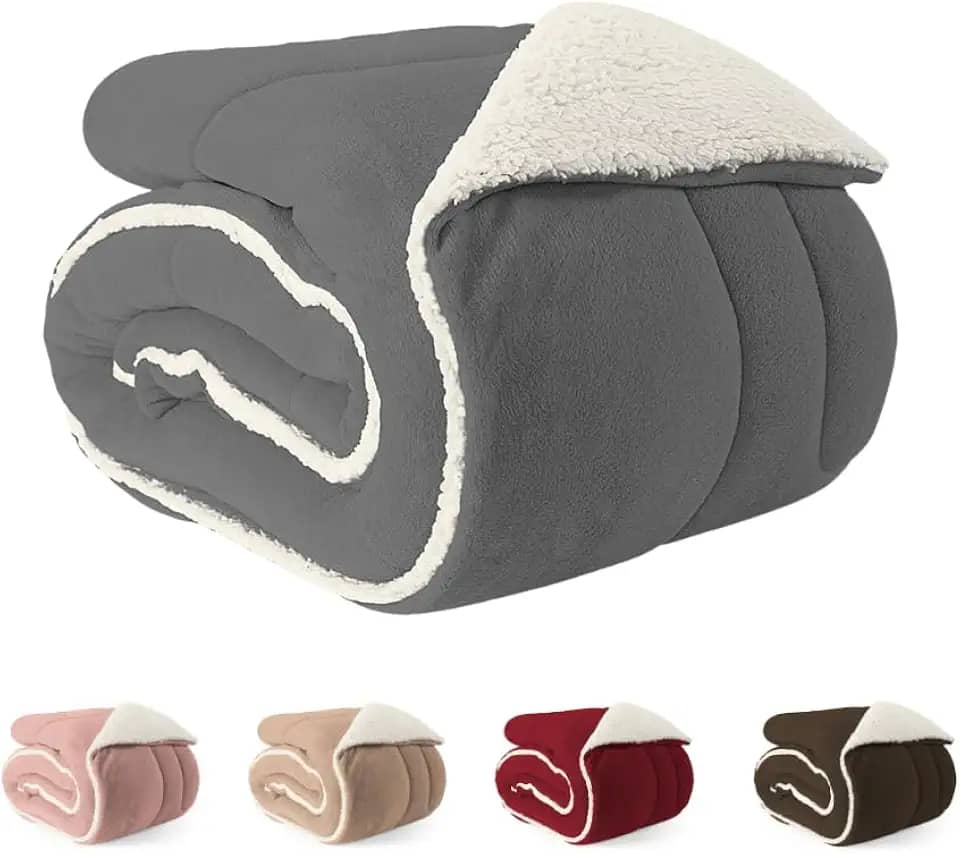 Coberdrom Edredom Solteiro Sherpa Dupla face Macio 2,40m x 1,60m (CINZA)