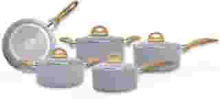 Brinox - Jogo de Panelas Ceramic Life 5 Peças Smart Plus com Fundo de Indução - Cinza Wooden