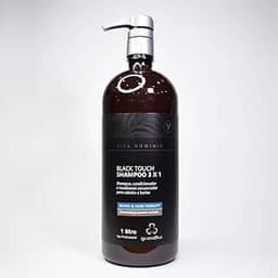 Shampoo Tonalizante Grandha Vita Hominis Black Touch 3x1 1L Eficiente Para o Escurecimento Gradual da Barba e Dos Cabelos
