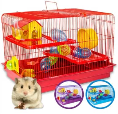 Gaiola Hamster Grande 2 Andares Gigante Completa Com Tubo Labirinto (Vermelho)