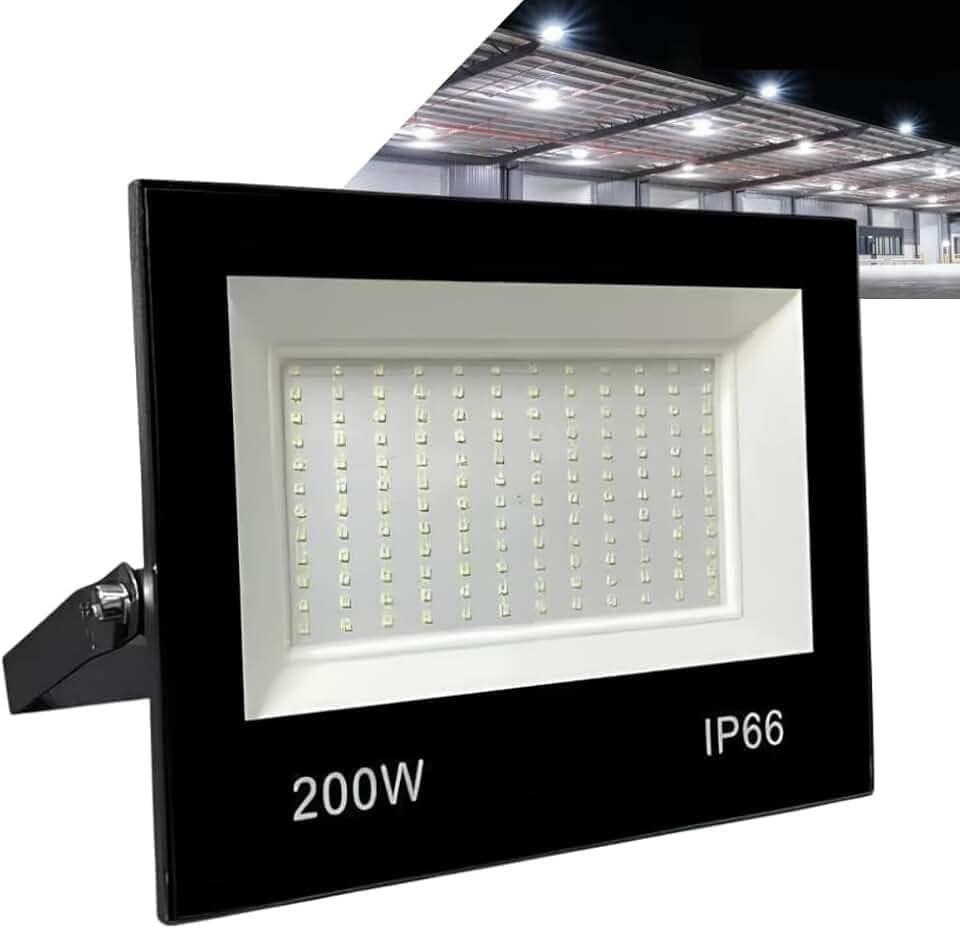 Refletor LED Holofote 200W Branco Frio 6500K - IP66 à Prova d’Água Econômico para Jardim, Fachada e Quintal Premium