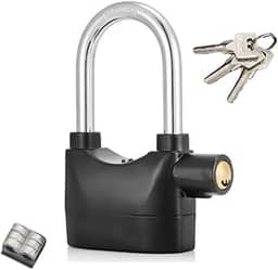 Cadeado Alarme Sirene Anti Furto 110dba Trava Moto CasaPortão Cor Preto (Longo)