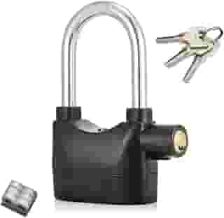 Cadeado Alarme Sirene Anti Furto 110dba Trava Moto CasaPortão Cor Preto (Longo)