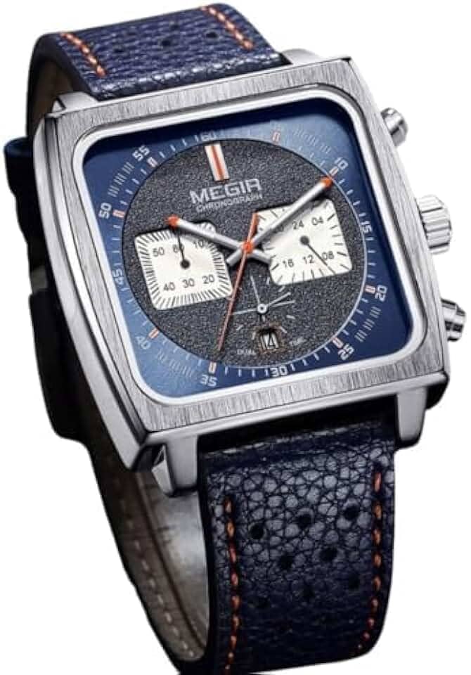 Relógio Masculino "Stronger Boss" Edição Limitada com Pulseira de Couro Preto – Visor de Vidro Mineral, Design Quadrado Moderno, Resistente à Água – Acompanha Caixa