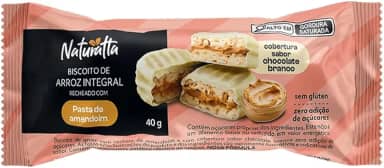 Biscoito Arroz Amendoim Coberto Branco Zero Açúcar Naturatta 40G