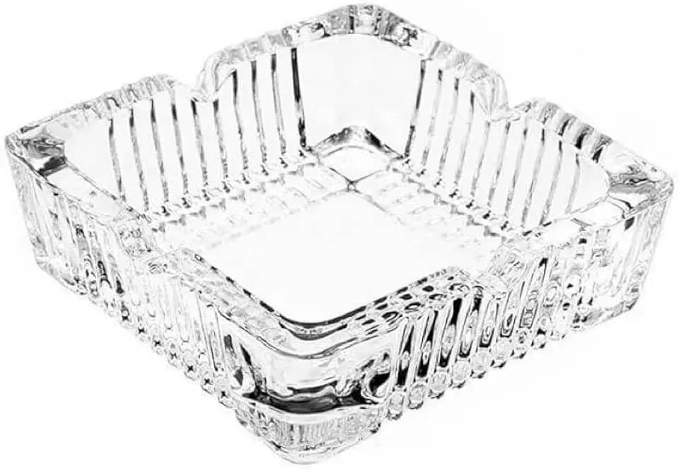 Cinzeiro Metal C/Tampa Anti-Cheiro Giratória À Prova De Vento Fechado Automático(modelo sortido)(Quadrado vidro)