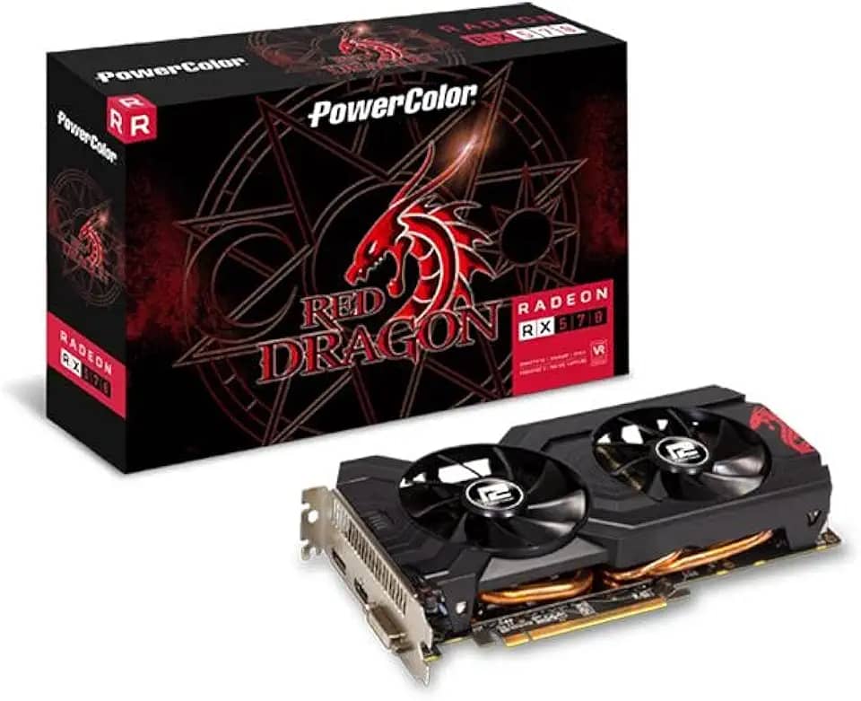 Placa de Vídeo PowerColor RX 570 GDDR5 de 4 GB RADEON RX 570 AXRX 570 4GBD5-DHDV3 / OC