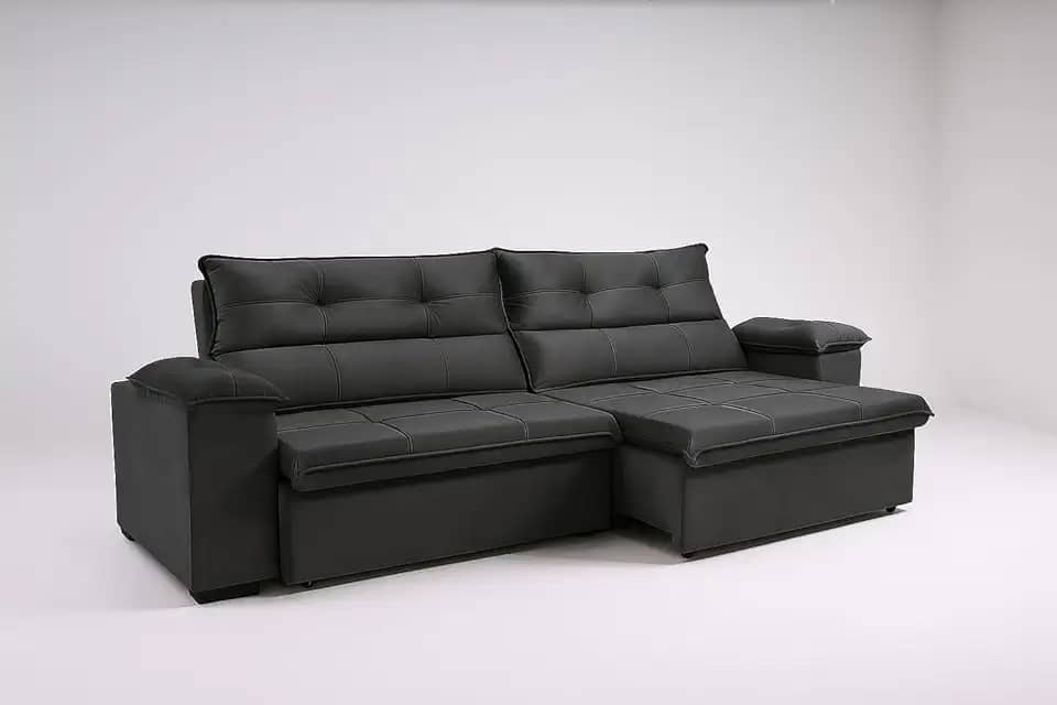 Sofá 3 Lugares Reclinável e Retrátil Bel Veludo Cinza LIMOV (2,00M)