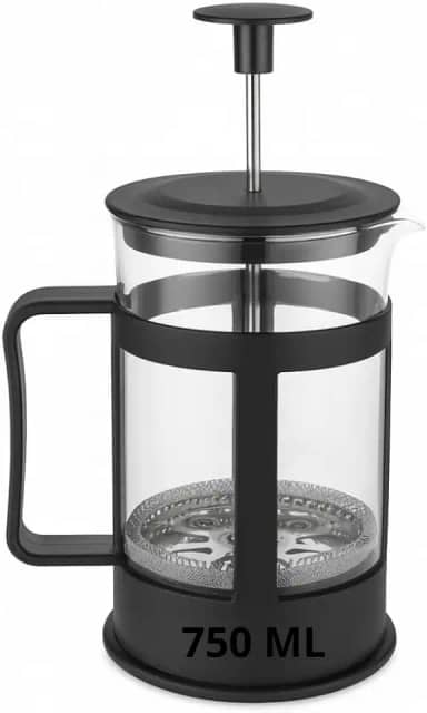 Cafeteira Prensa Francesa 750ml Vidro Borossilicato Manual Inox Café Encorpado Chá Espuma de Leite Pressca Cremeira Portátil Elegante Resistente Alta Temperatura Limpeza Fácil Sustentável