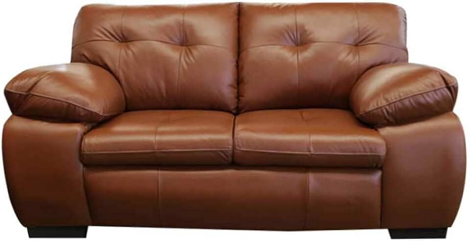 Sofá de Couro Marselha 2 lugares - Conhaque com Brilho