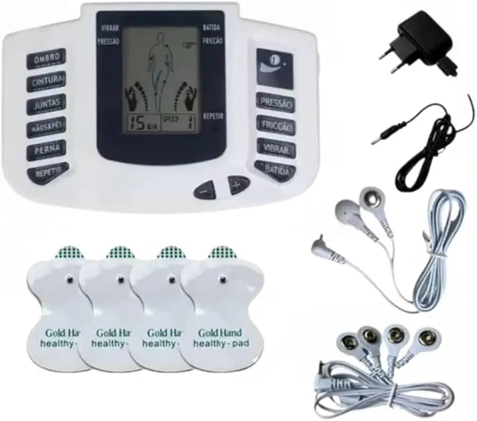 Aparelho Eletroestimulador Choque Dor Muscular Digital Tela LCD Portátil TENS com 8 Modos, Display LCD, controle de intensidade – Fisioterapia e Estimulação Nervosa