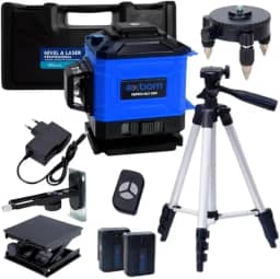 Nível Laser 12 Linhas com Tripé, Maleta, Controle Remoto e 2 Baterias, Exbom