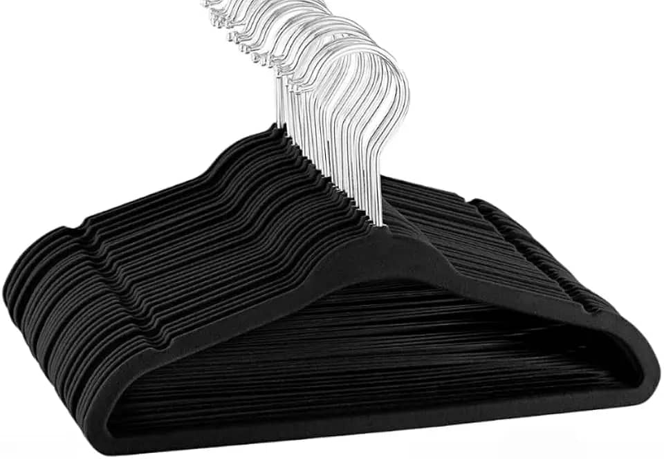 Kit 100/50/30 Cabides Veludo Para Roupas Antideslizante Resistente Aveludado Preto Adulto Rotação 360(50)