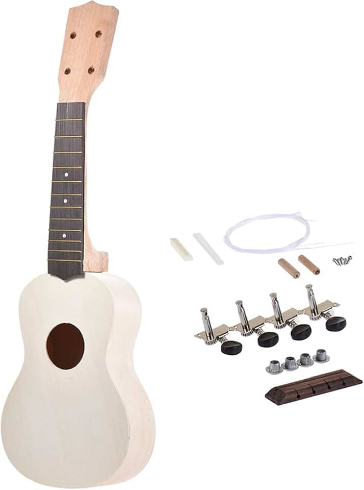 Ukuleles Conjunto de Ukulele DIY 53.3 cm Soprano Ukelele Hawaii 4 Cordas Kit DIY Madeira Bordo Pescoço Corpo Rosewood Fingerboard com Pegs String Konsert Ukulele
