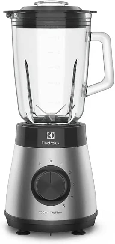 Liquidificador Electrolux inox jarra de vidro resistente capacidade 1,5L 5 velocidades função pulsar 700W EBS30 220v