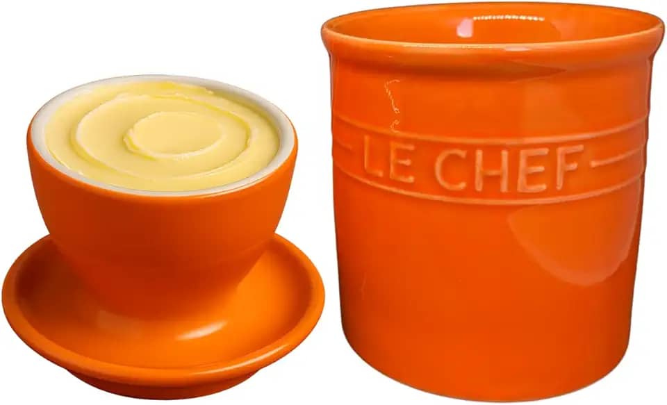 Mantegueira francesa em cerâmica cor Laranja porta manteiga manteigueira