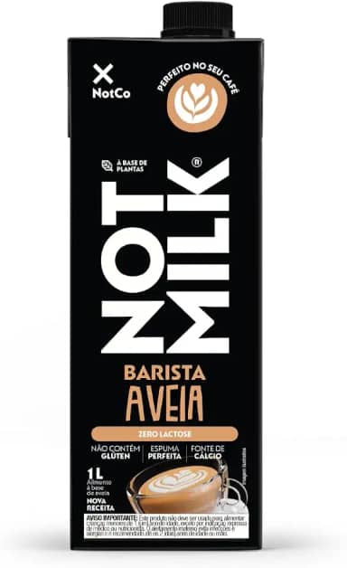 Bebida Vegetal NotCo NotMilk Barista 1L, Feito com Ingredientes 100% Vegetais, Sabor Leite, Feito com Aveia, Sem Lactose, Sem Glúten, Ideal para Bebidas com Café, Chá e Matchá, Plant-Based, Vegano