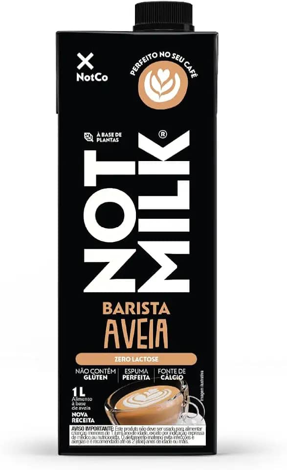 Bebida Vegetal NotCo NotMilk Barista 1L, Feito com Ingredientes 100% Vegetais, Sabor Leite, Feito com Aveia, Sem Lactose, Sem Glúten, Ideal para Bebidas com Café, Chá e Matchá, Plant-Based, Vegano