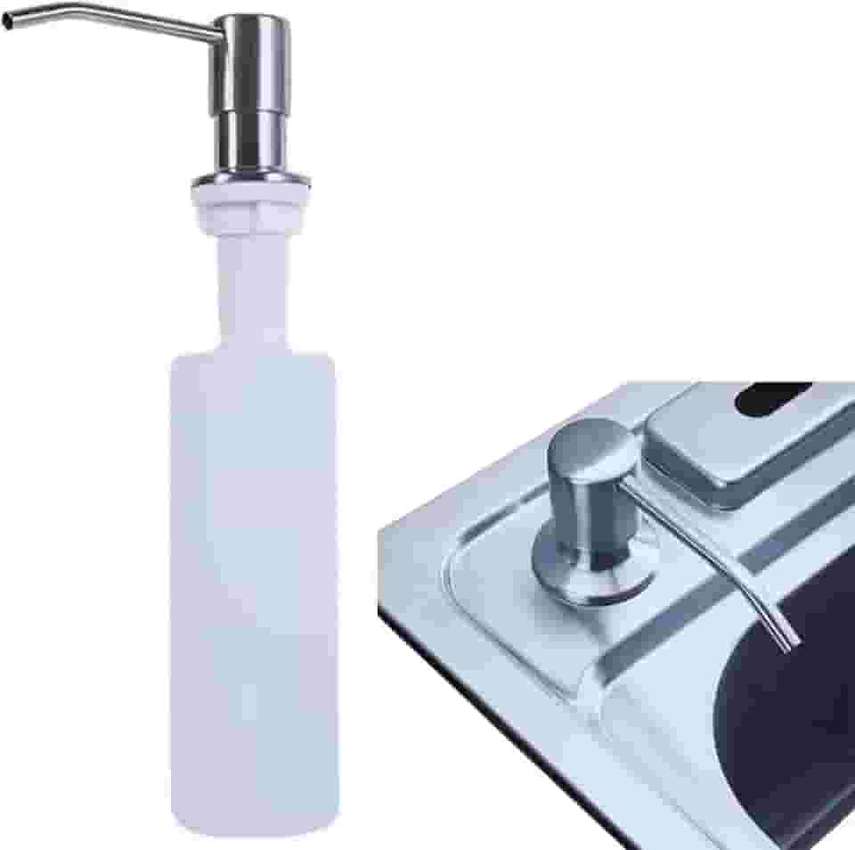 Dispenser de Detergente Sabão Líquido Embutir 350ml para Pia e Bancada Aço Inox ABS PEAD Dosador Bomba Suave Dosagem Precisa Anticorrosão Reabastecível Instalação Fácil Cozinha Organizada