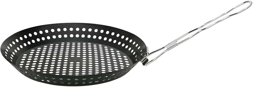 Mimo Style Panela Grill Para Churrasqueira 54cm, Feita Inteiramente de Aço Inoxidável na Cor Preta. Perfeito Para Separar Carnes, Vegetais ou Legumes do Restante dos Alimentos na Grelha