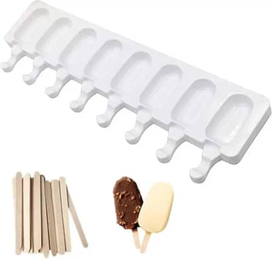 Forma De Picolé Sorvete Silicone Flexível 8 Parte 50 Palitos