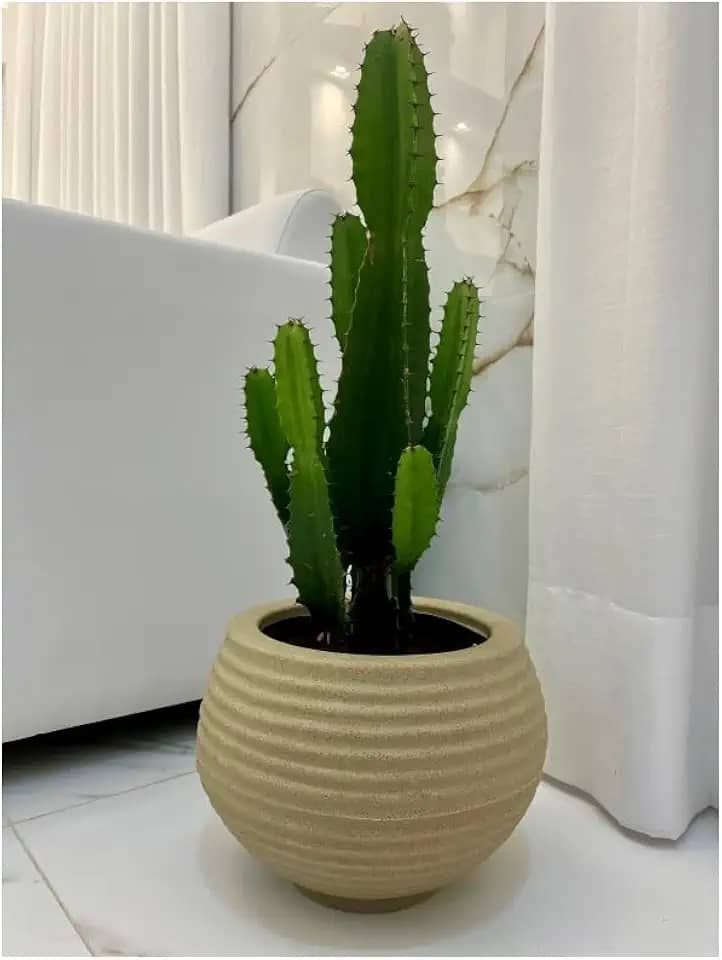 VASO POLIETILENO ONDULADO DECORATIVO P/PLANTAS/JARDINS/ESCRITÓRIOS (Bege)