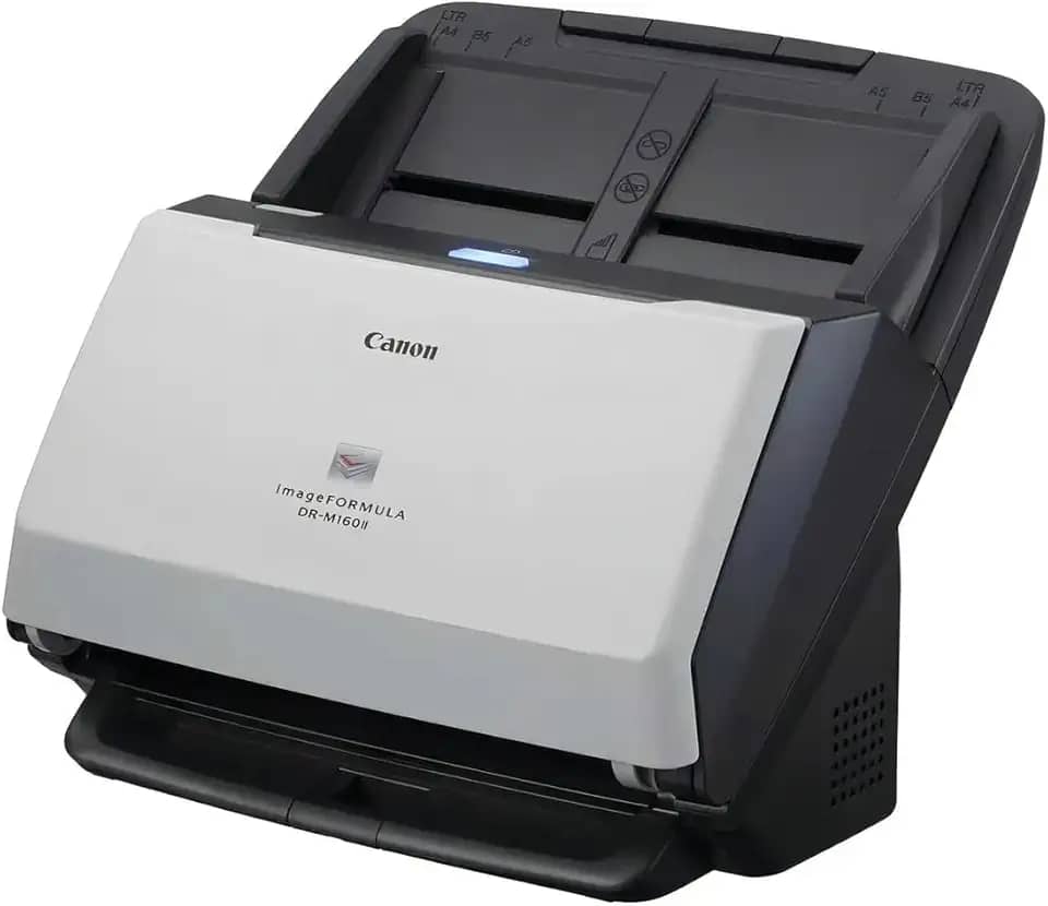 Scanner Canon DR-M160II, Mesa, Duplex, ADF Automático, USB, Alta Performance, Bivolt, Preto e Branco