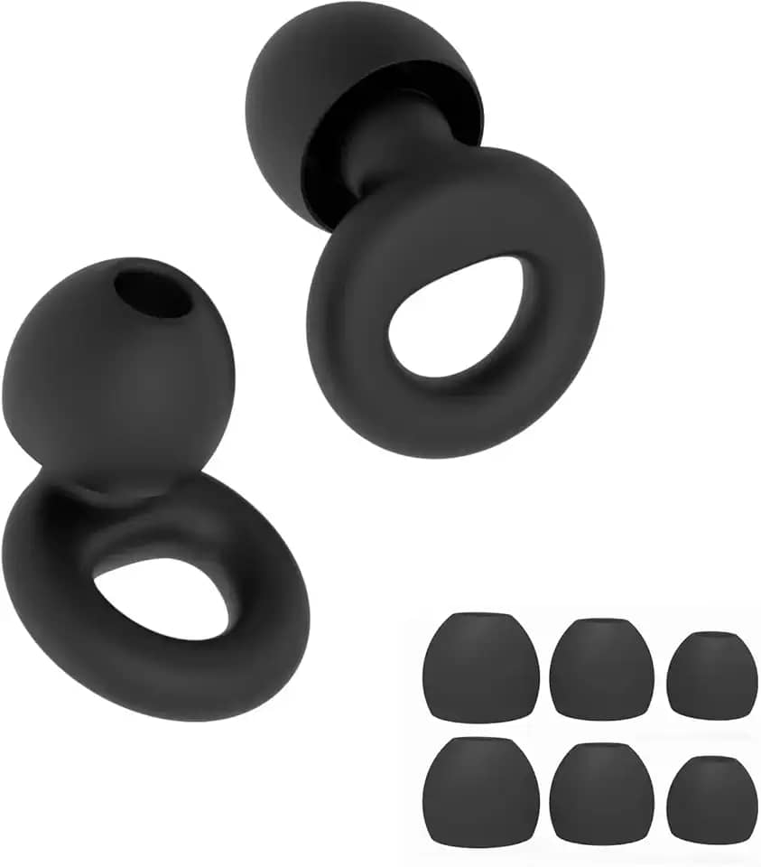 Tampão de Ouvido Macio Para Dormir e Autismo Protetor Auricular Abafador de Ruído - 4 Tamanhos Silicone Reutilizável Circular Premium (Preto, Tamanho único)