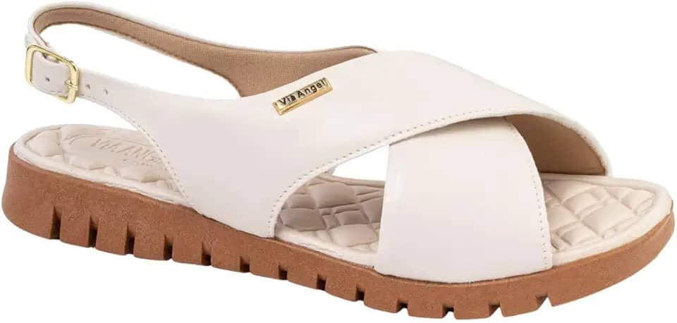 Sandália Feminina Ortopédica Flat Tratorada de X, Confortável, Versátil, Estilosa 7605