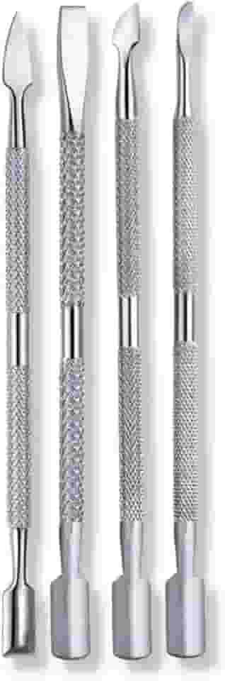 Kit 4 Espátulas Ponta Dupla Aço Inox Cutícula Podóloga Unhas