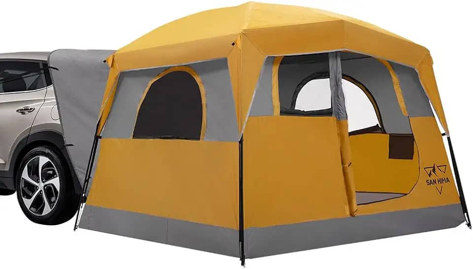 Barraca SUV SanHima para acampamento com mosca de chuva - Design de 2 portas impermeável PU3000 mm Tenda de porta traseira SUV de camada dupla para Van Jeep CUV Modelo Y, 25 cm C x 2,5 cm L x 17,6 cm