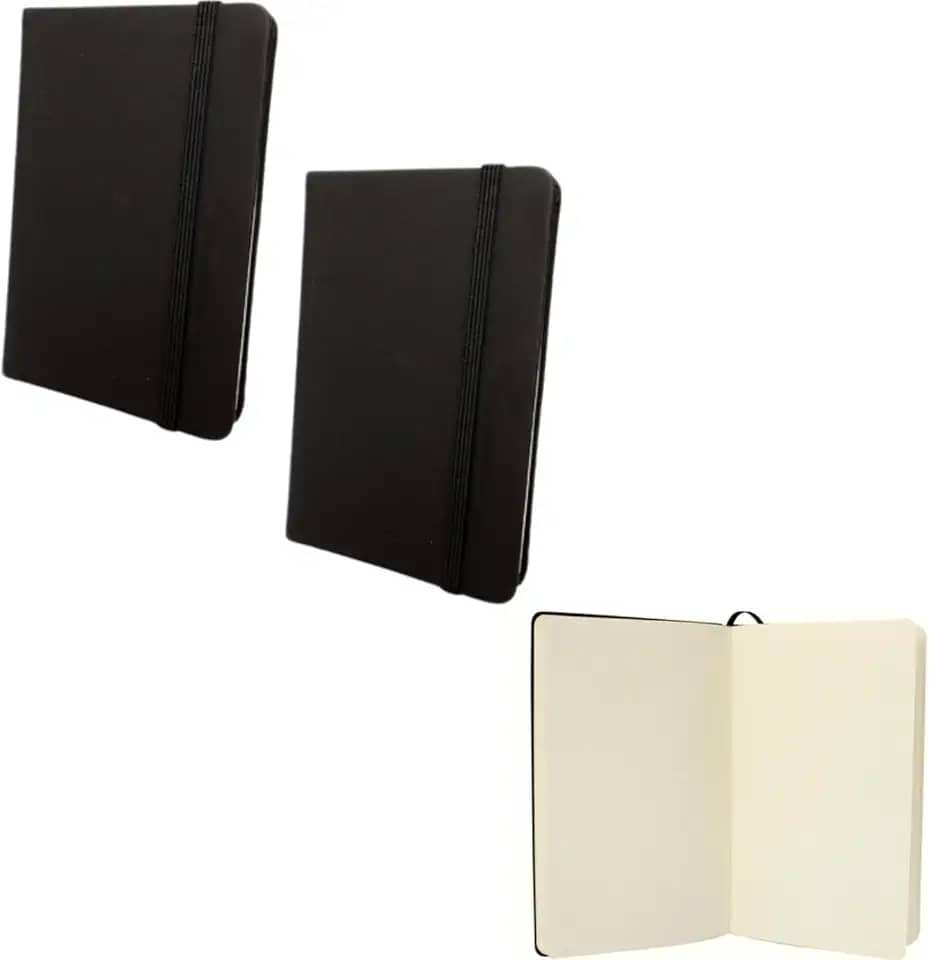 Caderno Sem Pauta Moleskine Grande A5 14x21 80 Folhas Caderneta de Anotações Capa Emborrachada (2 preto sem pauta)