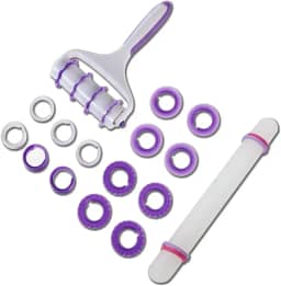 Rolo De Massa Com Aros Ajustáveis E Cortador Decorativo