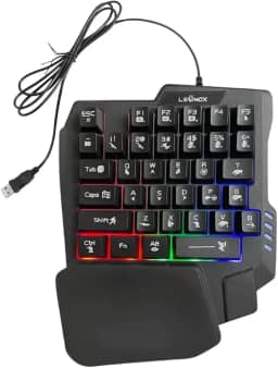 Teclado Gamer Mecânico de Uma Mão RGB – Portátil, Ergonômico, Anti-Ghosting, Ideal para Free Fire, PUBG, Fortnite e Jogos Online – USB Plug & Play