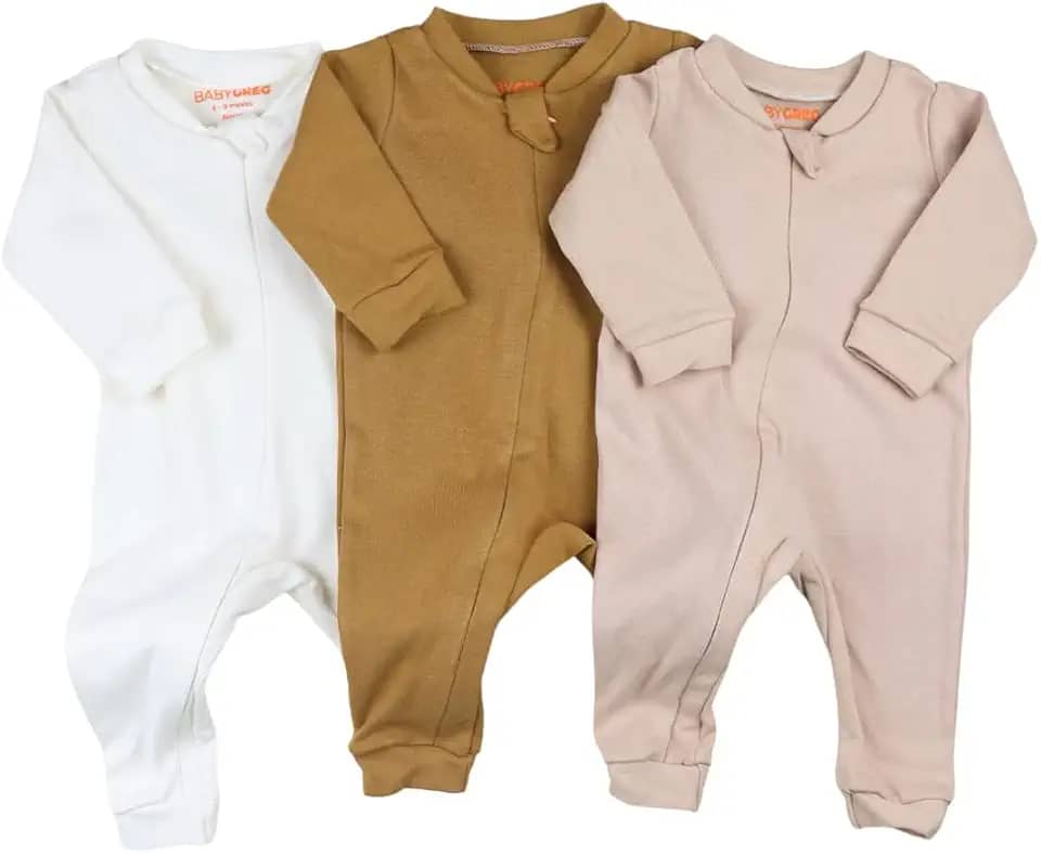 Combo 3 Macacão Minimalista para Bebês de 0 a 12 Meses - Tecido Respirável de Algodão, Abertura em Zíper