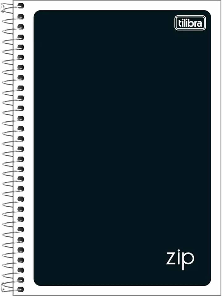 Tilibra - Caderno Espiral Capa Flexível 1/4 Zip Preto 48 Folhas