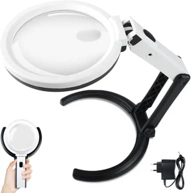Lupa, Lupa Mãos Livres 5X com 10 Leds, Lupa de Aumento para Leitura, Lupa de Aumento Profissional, Luminaria Led Ring Light de Mesa Articulavel Abajur C/Garra Controle Intensidade Lupa Aumento