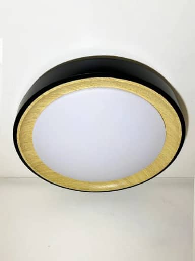 Plafon LED Moderno 40cm (36W) e 50cm (48W) | 3 Cores (3000K-6000K) | Redondo ou Quadrado (40cm Redondo Preto/Madeira)