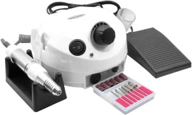 Lixadeira Motor Elétrica Porquinho com Pedal para Unhas Nail Drill Profissional - Lixadeira Manicure Pedicure - Bivolt 110v - 220v - UP SHOP (Branco)