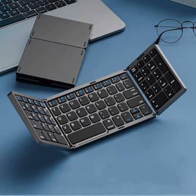 Teclado dobrável, touchpad/teclado numérico integrado, Bluetooth triplo dobrável, adequado para tablets iPad, MAC/Win/Android (preto, modelo de teclado único)