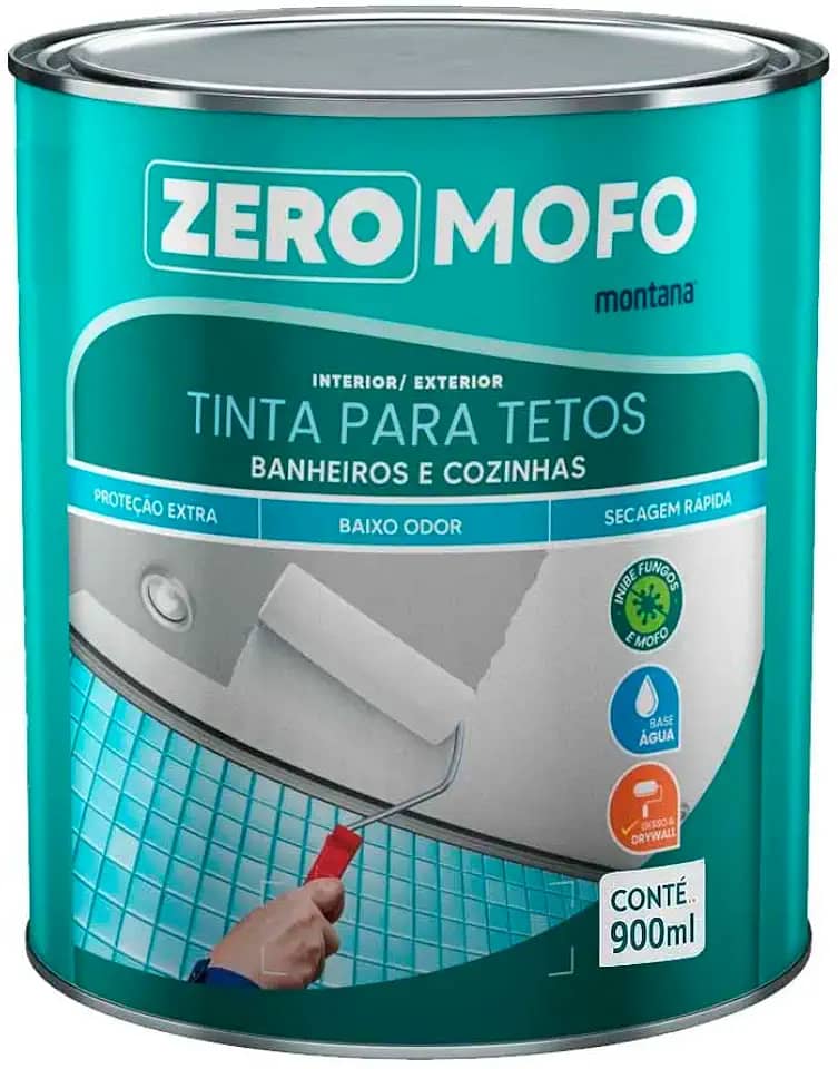 Tinta Zero Mofo Tetos Banheiro Cozinha 900ml Montana Branco Acetinado