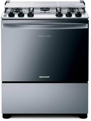 Fogão Brastemp 5 Bocas Cor Inox Com Botões Removíveis E Exclusivo Aro Protetor - BFS5NCR BIVOLT