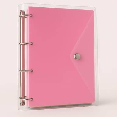Fichário Universitário Pasta Organizadora 4 Argolas Transparente Rosa